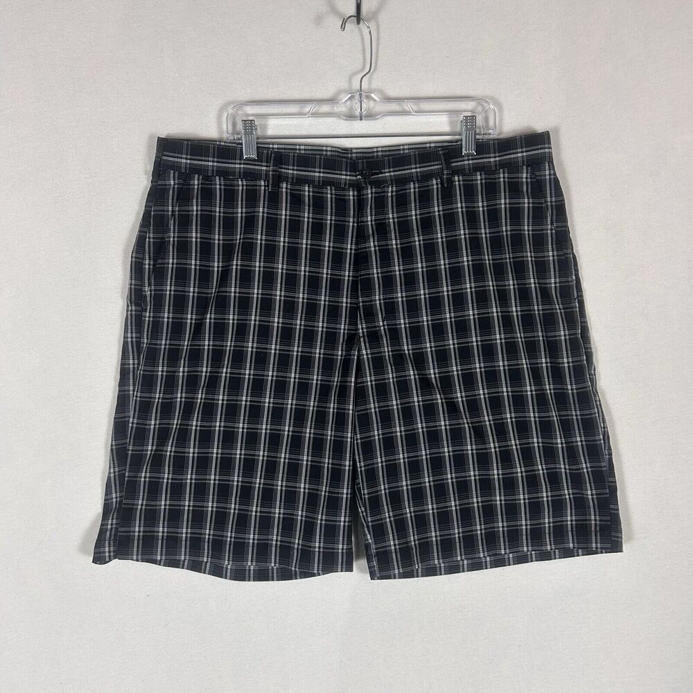 PGA Tour Golf Shorts Mens 40 Gray Plaid Casual Clubhouse High Rise Medium Wash